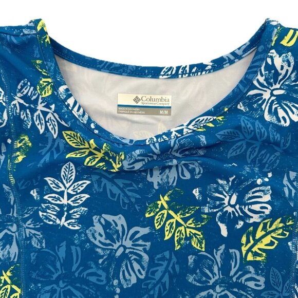 Columbia Womens Medium Outdoor Sporty Athleisure Blue Tropical Midi Casual Dress - Picture 2 of 3